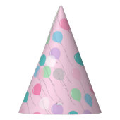 ピンク色の背景に可愛い誕生日バルーン パーティーハット (左)