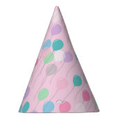 ピンク色の背景に可愛い誕生日バルーン パーティーハット (右)