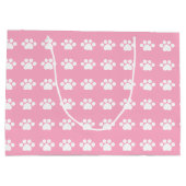 ピンク色の背景に手でプリント ラージペーパーバッグ (裏面)