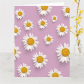 ピンク色の背景に明るいデイジーパターン カード (黄色い花)