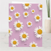 ピンク色の背景に明るいデイジーパターン カード (裏面)