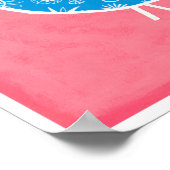 ピンク色の背景に模様が入った装飾鳥 ポスター (角)