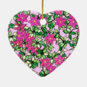 ピンク色の背景に淡い色のファシヤの花 セラミックオーナメント (裏面)