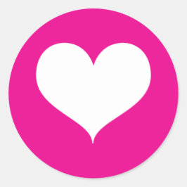 ピンク色の背景に白いハート ラウンドシール