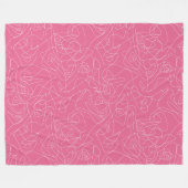 ピンク色の背景に白い抽象芸術のドット フリースブランケット (正面(横))