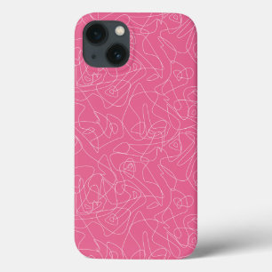 ピンク色の背景に白い抽象芸術のドット iPhone 13ケース