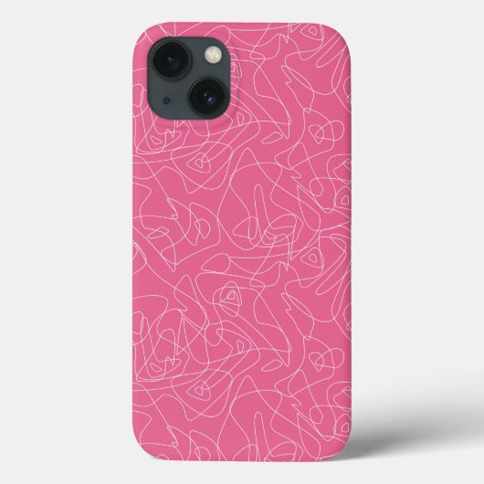 ピンク色の背景に白い抽象芸術のドット Case-Mate iPhoneケース (裏面)