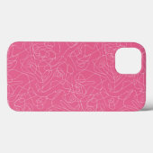 ピンク色の背景に白い抽象芸術のドット Case-Mate iPhoneケース (裏面 (横))