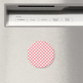 ピンク色の背景に白い水玉模様 マグネット (インサイチュ (食洗機))
