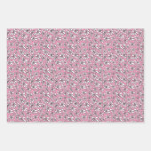 ピンク色の背景に白い花 ラッピングペーパーシート (正面3)