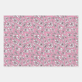 ピンク色の背景に白い花 ラッピングペーパーシート (正面2)