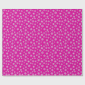 ピンク色の背景に白い3-d雪の明るい赤紫色 ラッピングペーパー (フラット)