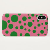 ピンク色の背景に緑の丸がある電話ケース Case-Mate iPhoneケース (裏面(横))