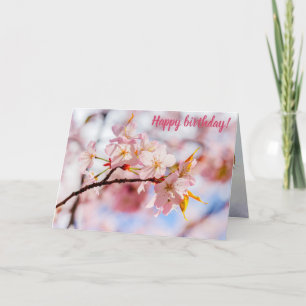 ピンク色の背景に美しい桜の花の束 カード