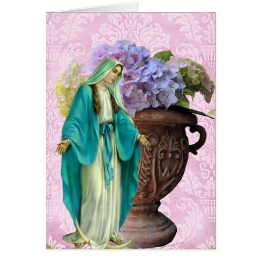 ピンク色の背景に花を付けたマリアすべての行事 (正面)