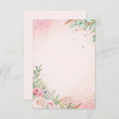 ピンク色の背景に花 招待状 (正面/裏面)