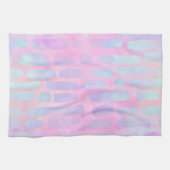 ピンク色の背景に青い四角形を表示 キッチンタオル (横)