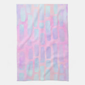 ピンク色の背景に青い四角形を表示 キッチンタオル (縦)