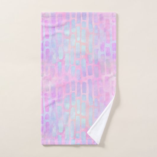 ピンク色の背景に青い四角形を表示 バスタオルセット (ハンドタオル)