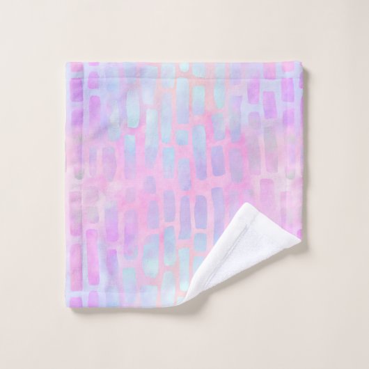 ピンク色の背景に青い四角形を表示 バスタオルセット (ウォッシュタオル)