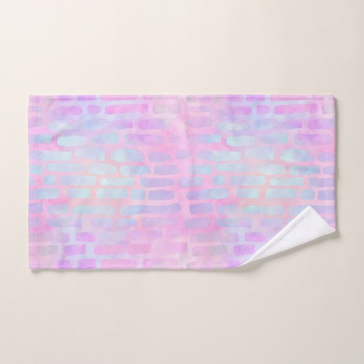 ピンク色の背景に青い四角形を表示 バスタオルセット (ハンドタオル)