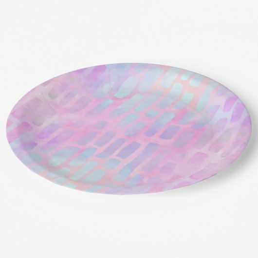 ピンク色の背景に青い四角形を表示 ペーパープレート (アングル)