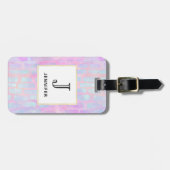 ピンク色の背景に青い四角形を表示 ラゲッジタグ (正面横)