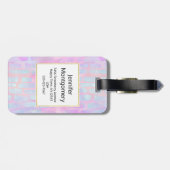 ピンク色の背景に青い四角形を表示 ラゲッジタグ (裏面横)