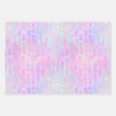 ピンク色の背景に青い四角形を表示 ラッピングペーパーシート (正面2)