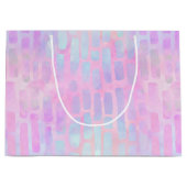 ピンク色の背景に青い四角形を表示 ラージペーパーバッグ (正面)