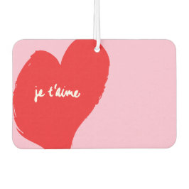 ピンク色の背景にje'aime-文字を持つ赤いハート カーエアーフレッシュナー