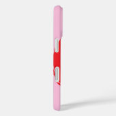 ピンク色の背景にje'aime-文字を持つ赤いハート Case-Mate iPhoneケース (裏面 / 右)