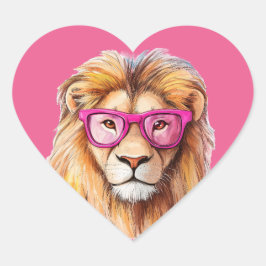 ピンク色の背景のピンク色のライオン ハートシール