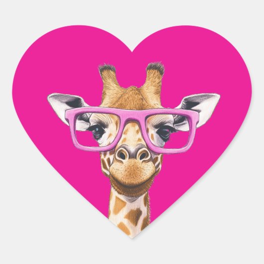 ピンク色の背景を持つキリン ハートシール (正面)