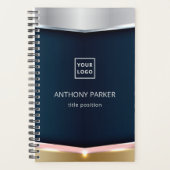 ピンク色の背景を持つメタリックストライプ背景 プランナー手帳 (正面)