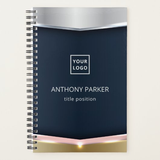 ピンク色の背景を持つメタリックストライプ背景 プランナー手帳 (正面)