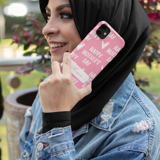 ピンク色の背景名前をカスタムする Case-Mate iPhoneケース