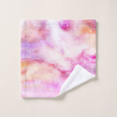 ピンク色の背景 バスタオルセット (ウォッシュタオル)