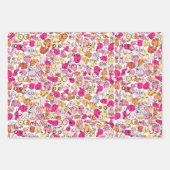 ピンク色の胸パターン女性おもしろい ラッピングペーパーシート (正面3)