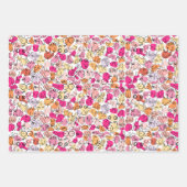 ピンク色の胸パターン女性おもしろい ラッピングペーパーシート (正面2)
