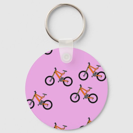 ピンク色の自転車パターン キーホルダー (正面)