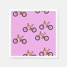 ピンク色の自転車パターン スタンダードカクテルナプキン