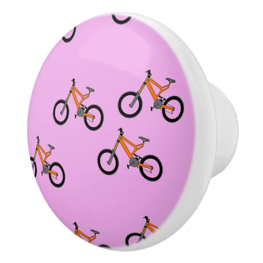 ピンク色の自転車パターン セラミックノブ (右)