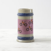 ピンク色の自転車パターン ビールジョッキ (中央)