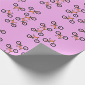 ピンク色の自転車パターン ラッピングペーパー (角)