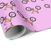 ピンク色の自転車パターン ラッピングペーパー (ロールコーナー)