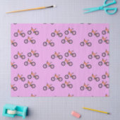 ピンク色の自転車パターン 薄葉紙 (クラフト)