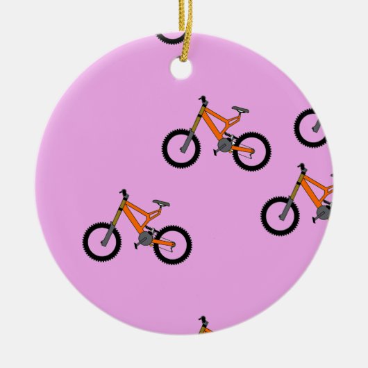 ピンク色の自転車 セラミックオーナメント (正面)