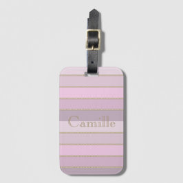ピンク色の色ストライプのパーソナライズされた名前 ラゲッジタグ
