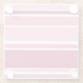 ピンク色の色ストライプ色 ガラスコースター (裏面)